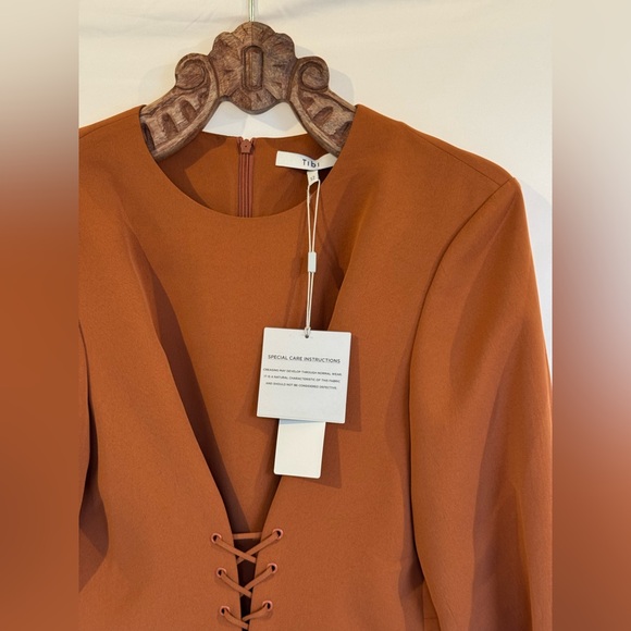 Tibi Rust Dress with Lace-Up Detail - Picture 8 of 13